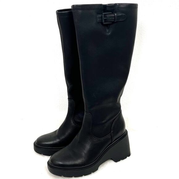 Soul Naturalizer Women’s Black Leather Knee-High Boots Chunky Rubber Heel Size 9 - Picture 2 of 10